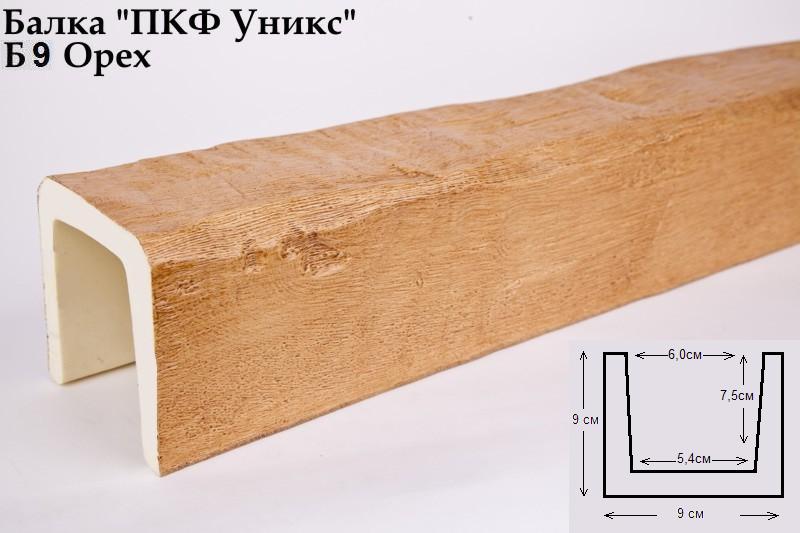 Б9 Балка орех 90х90х3000 мм.