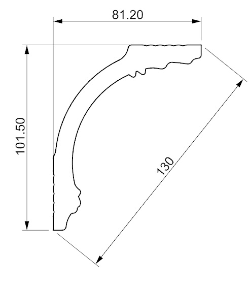 Сечение Плинтус потолочный GP-62