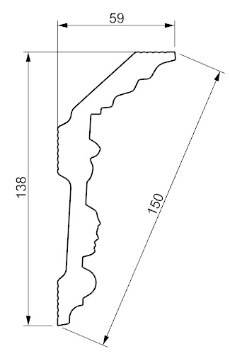 Сечение Плинтус потолочный GP-63