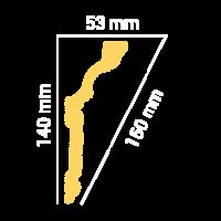 Сечение Плинтус потолочный GP-25 Silver