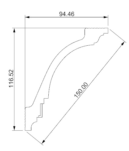Сечение Плинтус потолочный GP-51