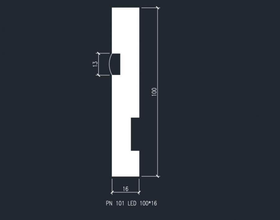 Сечение Плинтус PN 101 led  100х16х2000 мм