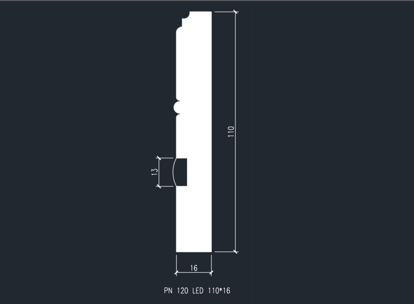 Сечение Плинтус PN 120 led  110х16х2000 мм