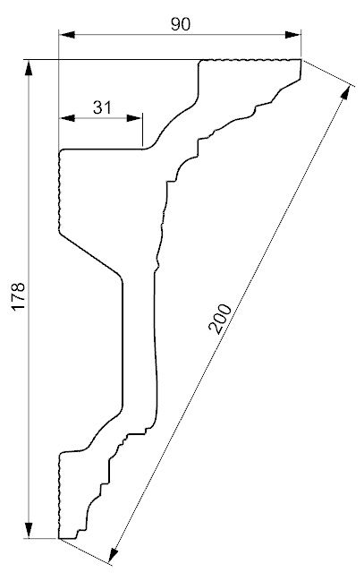 Сечение Плинтус потолочный GP-83