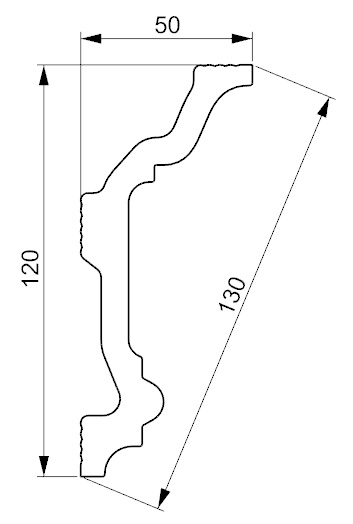 Сечение Плинтус потолочный GP-96